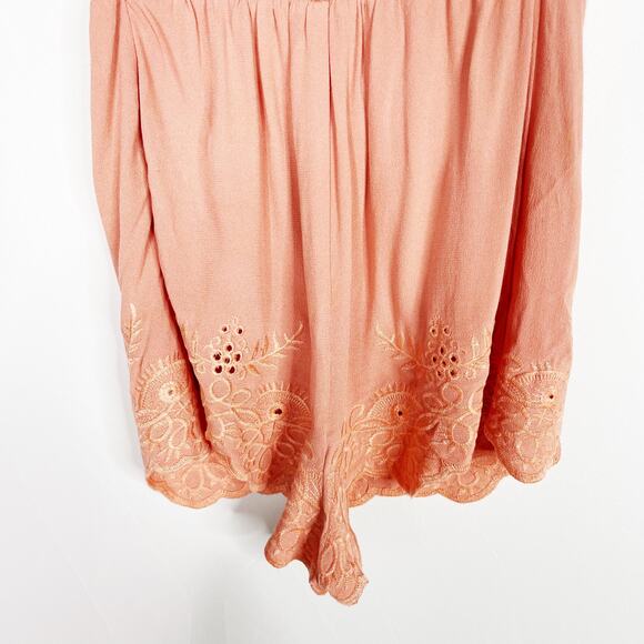 Kendall & Kylie XSmall Tie Front Romper Coral Orange Embroidered Lace Strapless - Picture 8 of 9